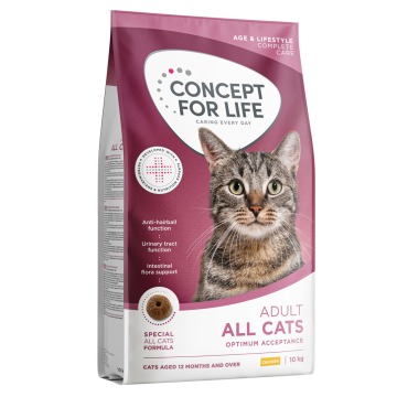 8 + 2 kg gratis! Concept for Life, karma sucha, 10 kg - NOWOŚĆ: All Cats Adult