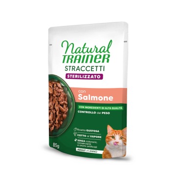 Natural Trainer Straccetti Adult Sterilised, paski w sosie, 24 x 85 g - Łosoś