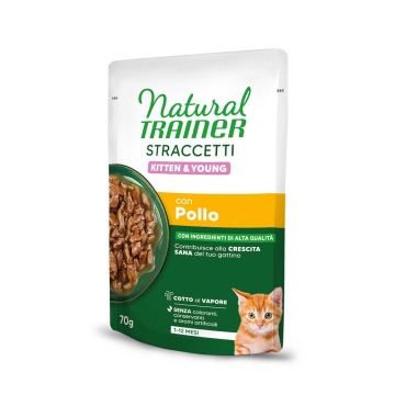 Natural Trainer Straccetti Kitten & Young, paski w sosie, 56 x 70 g - Kurczak