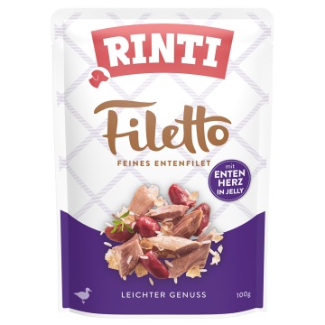 RINTI Filetto w galarecie, saszetki, 24 x 100 g - Kaczka z kaczymi sercami