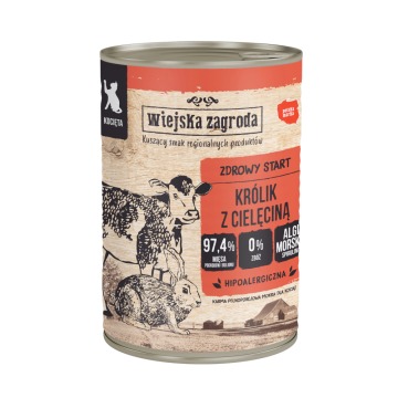 Korzystny pakiet Wiejska Zagroda Cat, 24 x 400 g - Kitten, królik z cielęciną