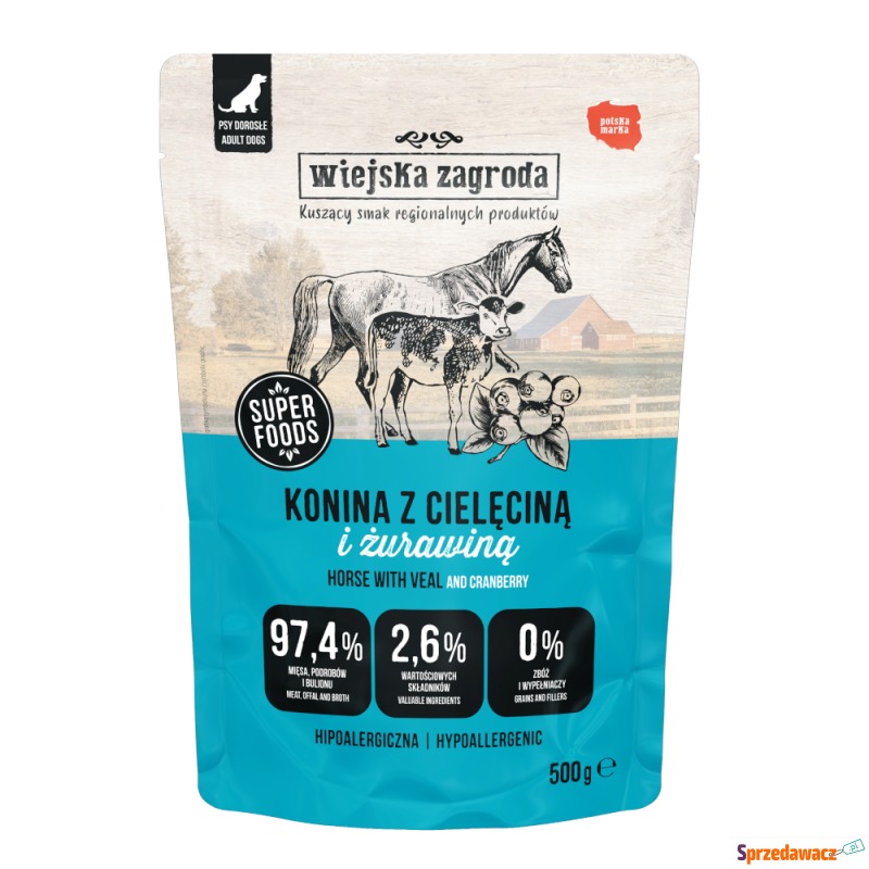 Wiejska Zagroda dla psa, saszetki, 500 g - Konina... - Karmy dla psów - Stryszawa