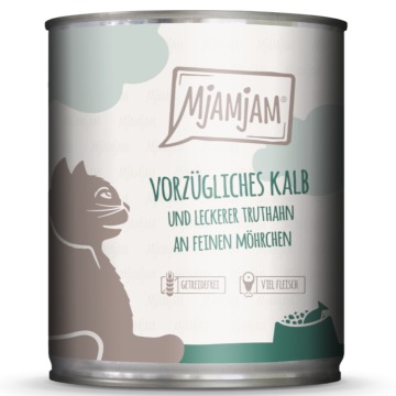 MjAMjAM, 6 x 800 g  - Pyszna cielęcina i smaczny indyk z delikatną marchewką
