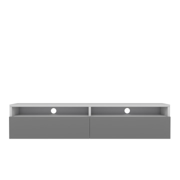 SELSEY Szafka RTV z dwiema szufladami Rednaw 140 cm Biały mat / Szary połysk - Genesis