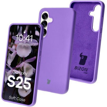 Silikonowe etui Bizon Soft Case do Galaxy S25, fioletowe