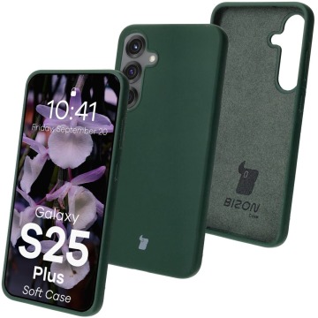 Silikonowe etui Bizon Soft Case do Galaxy S25 Plus, ciemnozielone