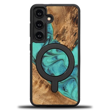 Drewniane etui do Galaxy S25, Bewood Unique Turquoise do MagSafe