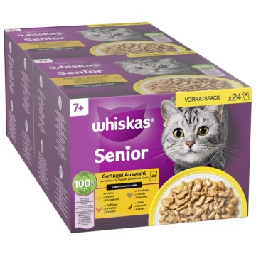 Pakiet mieszany Whiskas Senior, saszetki, 48 x 85 g - 7+ Wybór dań drobiowych w sosie