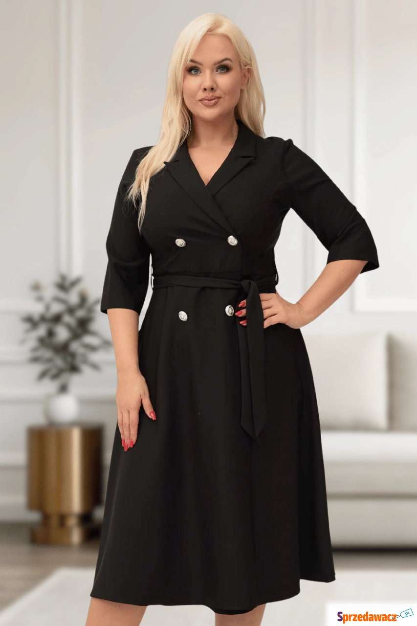 Elegancka czarna żakietowa suk...
