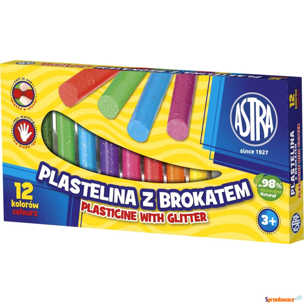 Plastelina Astra 12 kolorów brokatowa