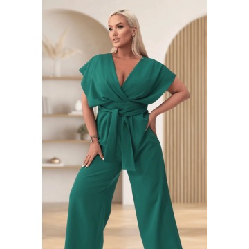 Elegancki kombinezon Valentina w kolorze butelkowej zieleni XXL OVERSIZE WIOSNA