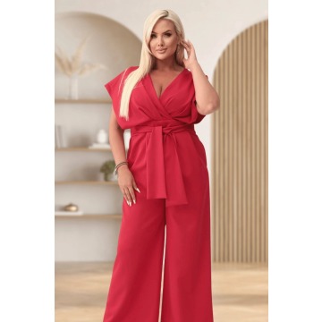 Elegancki czerwony kombinezon Valentina XXL OVERSIZE