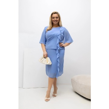 Sukienka Estelle w błękitnym kolorze - zwiewna szyfonowa kreacja PLUS SIZE XXL OVERSIZE WIOSNA