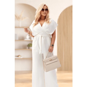 Elegancki kombinezon Valentina w kolorze ecru PLUS SIZE XXL WIOSNA