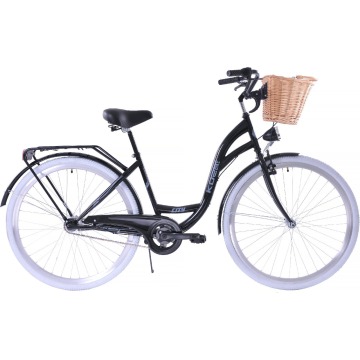 Kozbike K14 Rower miejski Kozbike 28 3bieg czarny (białe opony, przerzutka Sturmey Archer)