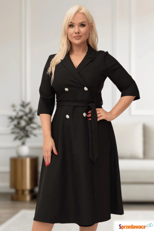 Elegancka czarna żakietowa sukienka Marietta XXL... - Sukienki damskie - Radom