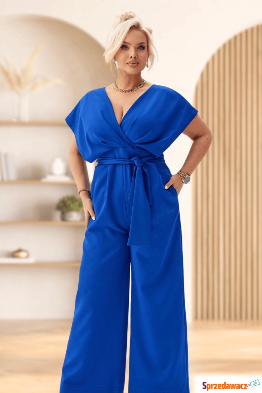 Elegancki szafirowy kombinezon Valentina PLUS... - Komplety damskie - Słupsk