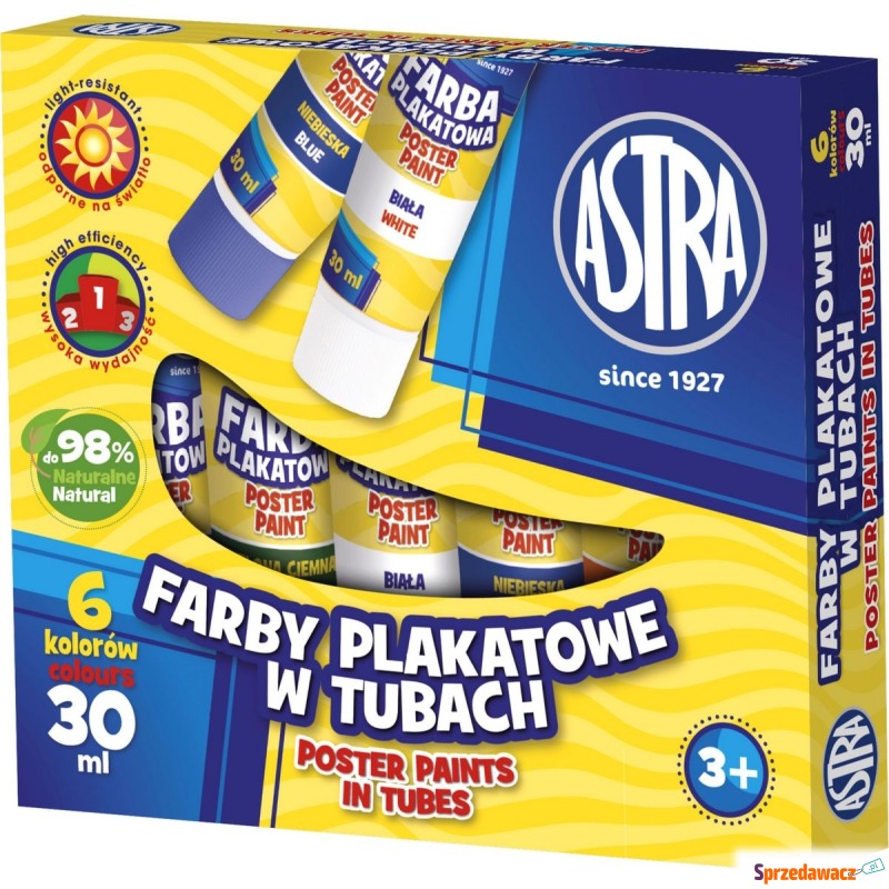Farby plakatowe 6 kolorów tuba 30ml Astra - Artykuły papiernicze... - Kielce