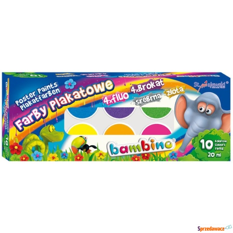 Farby plakatowe 10 kolorów 20ml Bambino - Artykuły papiernicze... - Zamość