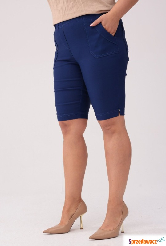 Komfortowe granatowe spodnie bermudy PLUS SIZE... - Spodnie damskie - Toruń