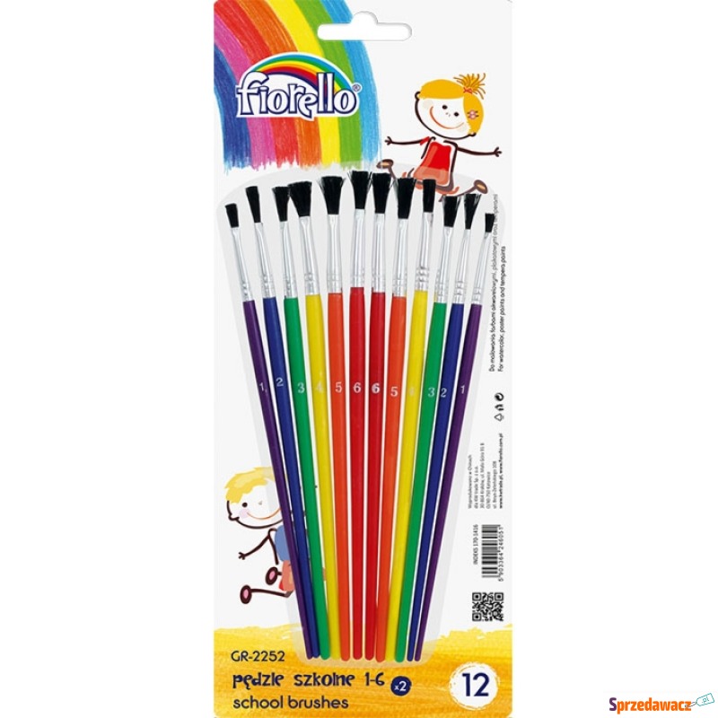 Pędzelki szkolne zestaw 12 sztuk...