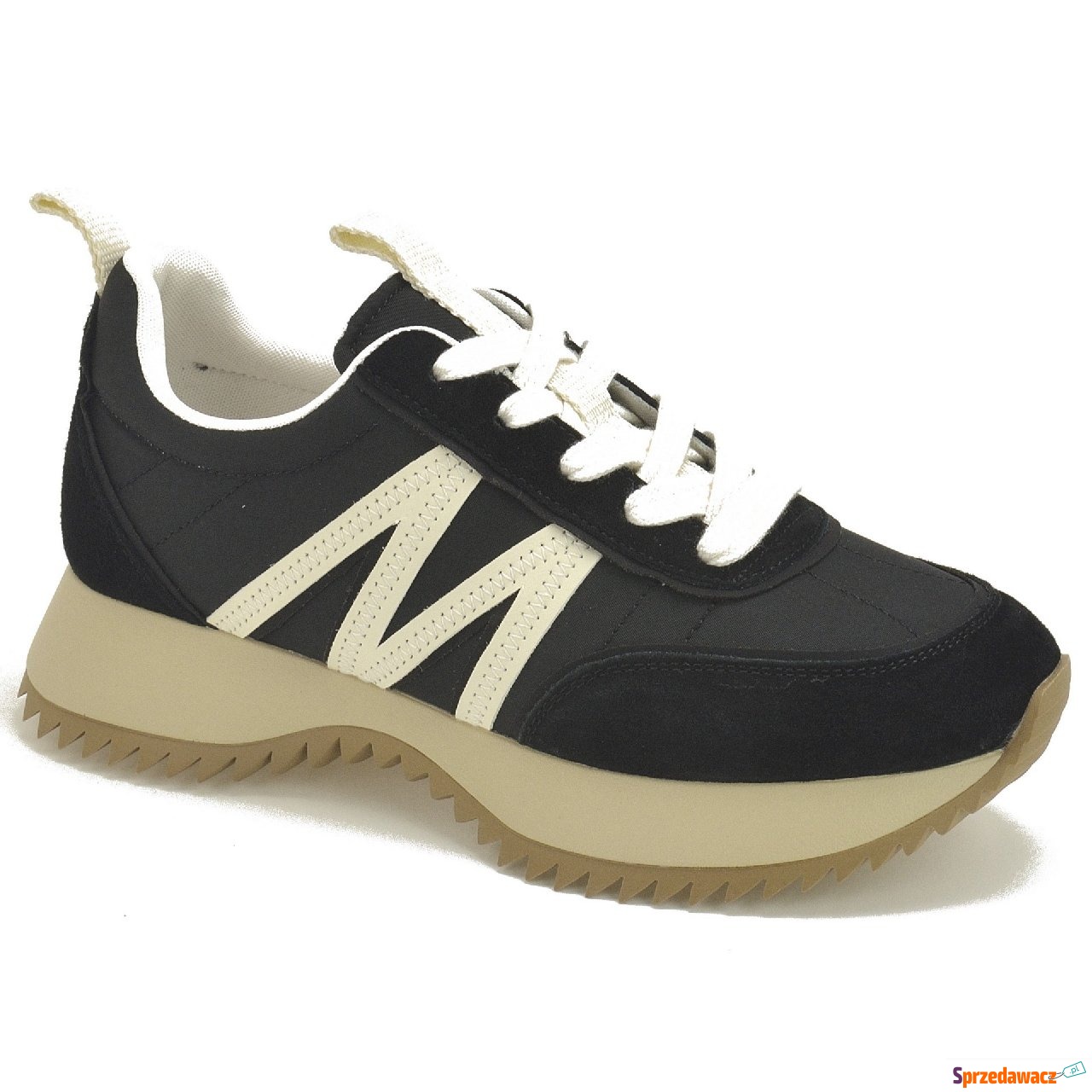 Czarne skórzane sneakersy damskie...
