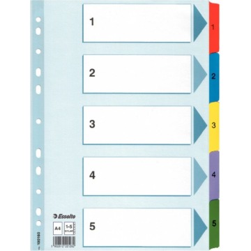 Przekladki A4 numeryczne 1-5 Esselte karton mylar