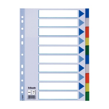 Przekladki plastikowe pp Esselte 10 kart 15261