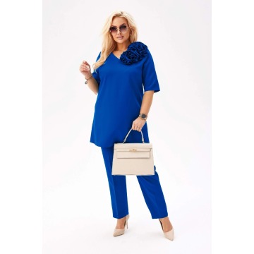Szafirowy komplet Violetta - elegancja w nowoczesnym wydaniu PLUS SIZE XXL WIOSNA