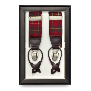 Szelki męskie do spodni uniwersalne na guziki i klipsy we wzór tartan