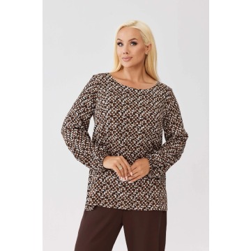 Wiskozowa bluzka Amira Mosaic z geometrycznym wzorem i wiązaniem na plecach PLUS SIZE XXL OVERSIZE J