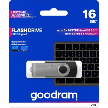 Pendrive USB-A 3.2 Gen 1, Goodram UTS 3 16GB, 60MB/s, czarny