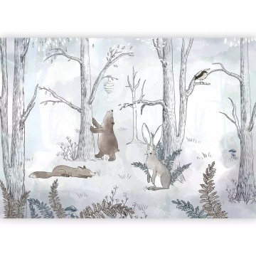 SELSEY Fototapeta Rysowany las 350x256 cm na niebieskim tle - Genesis