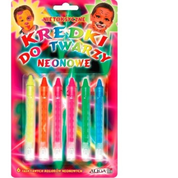 Kredki do twarzy neonowe wysuwane 6 kolorów