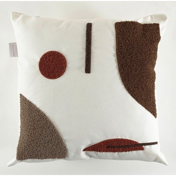 SELSEY Poduszka Craft 43x43 cm lniana biało-brązowa - Genesis