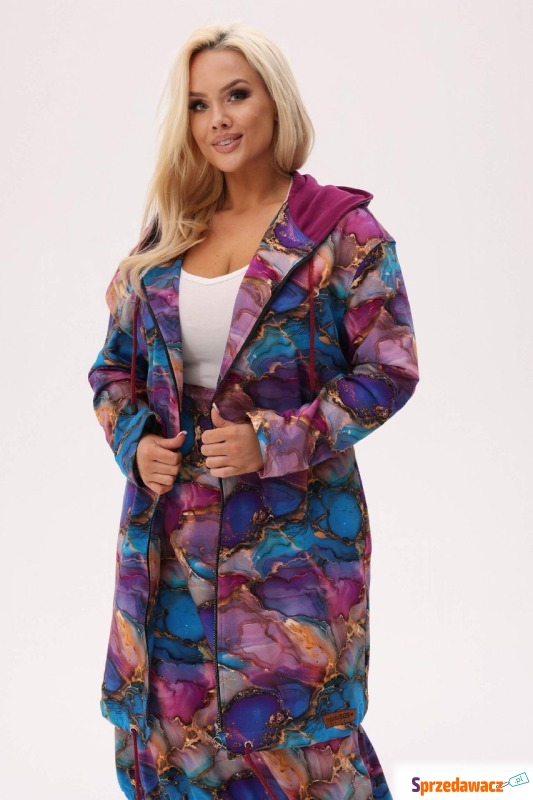 Bluza z kapturem Marbella - artystyczny marmurkowy... - Tuniki i bluzy damskie - Słupsk