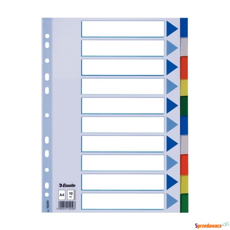 Przekladki plastikowe pp Esselte 10 kart 15261 - Segregatory - Przemyśl