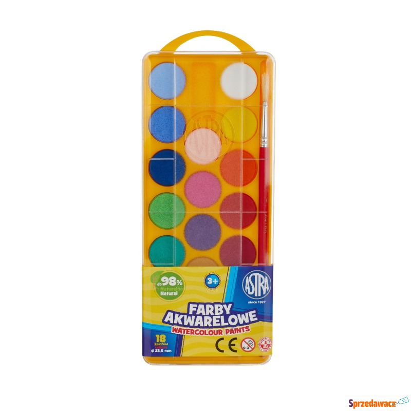Farby akwarelowe wodne 18 kolorów 23,5mm Astra - Artykuły papiernicze... - Kraków