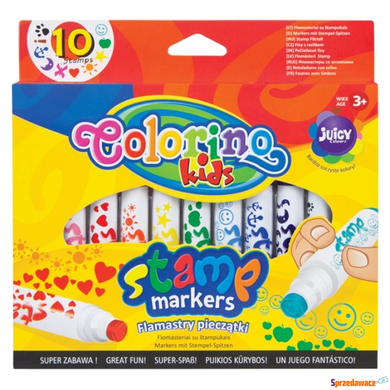 Flamastry Colorino 10 kolorów z pieczątkami - Artykuły papiernicze... - Gdańsk