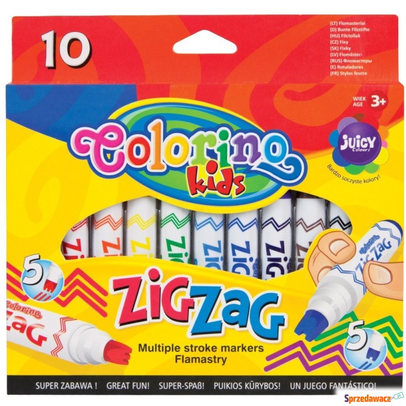 Flamastry Colorino 10 kolorów ZigZag z końców... - Artykuły papiernicze... - Gdynia
