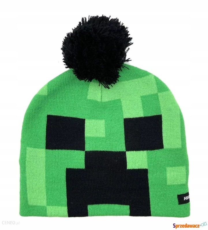 Czapka minecraft zimowa ciepla z pomponem creeper - Artykuły papiernicze... - Poznań