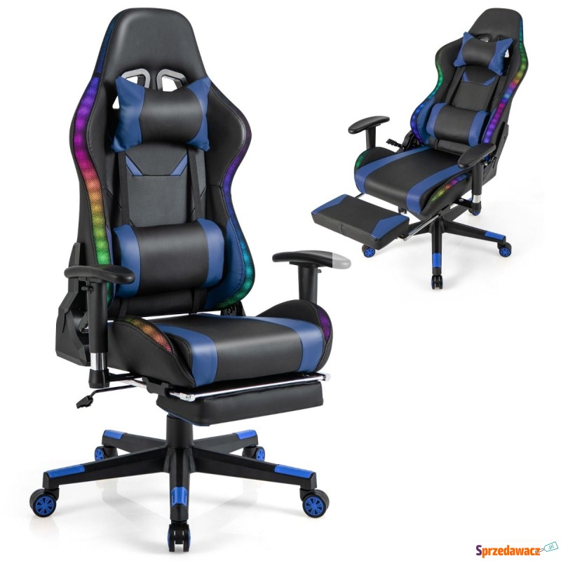 Fotel gamingowy z podświetleniem LED RGB niebieski - Krzesła gamingowe - Mysłowice