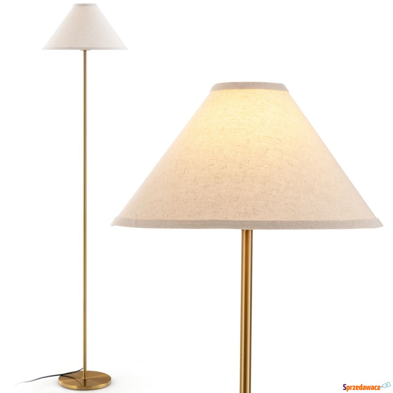 Lampa podłogowa z lnianym kloszem