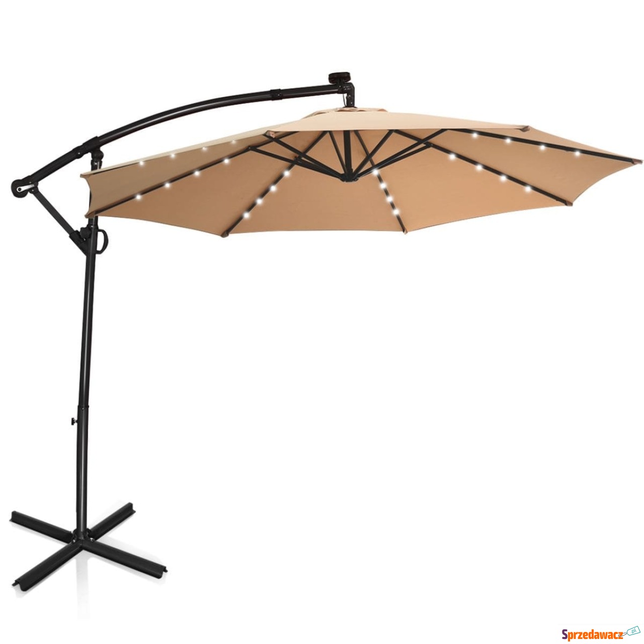 Okrągły parasol ogrodowy z ośw...