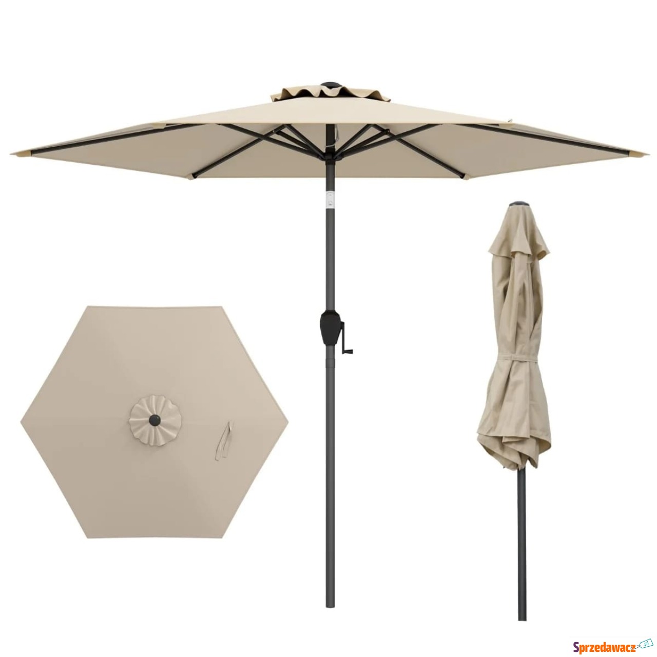 Parasol ogrodowy z korbką i re...