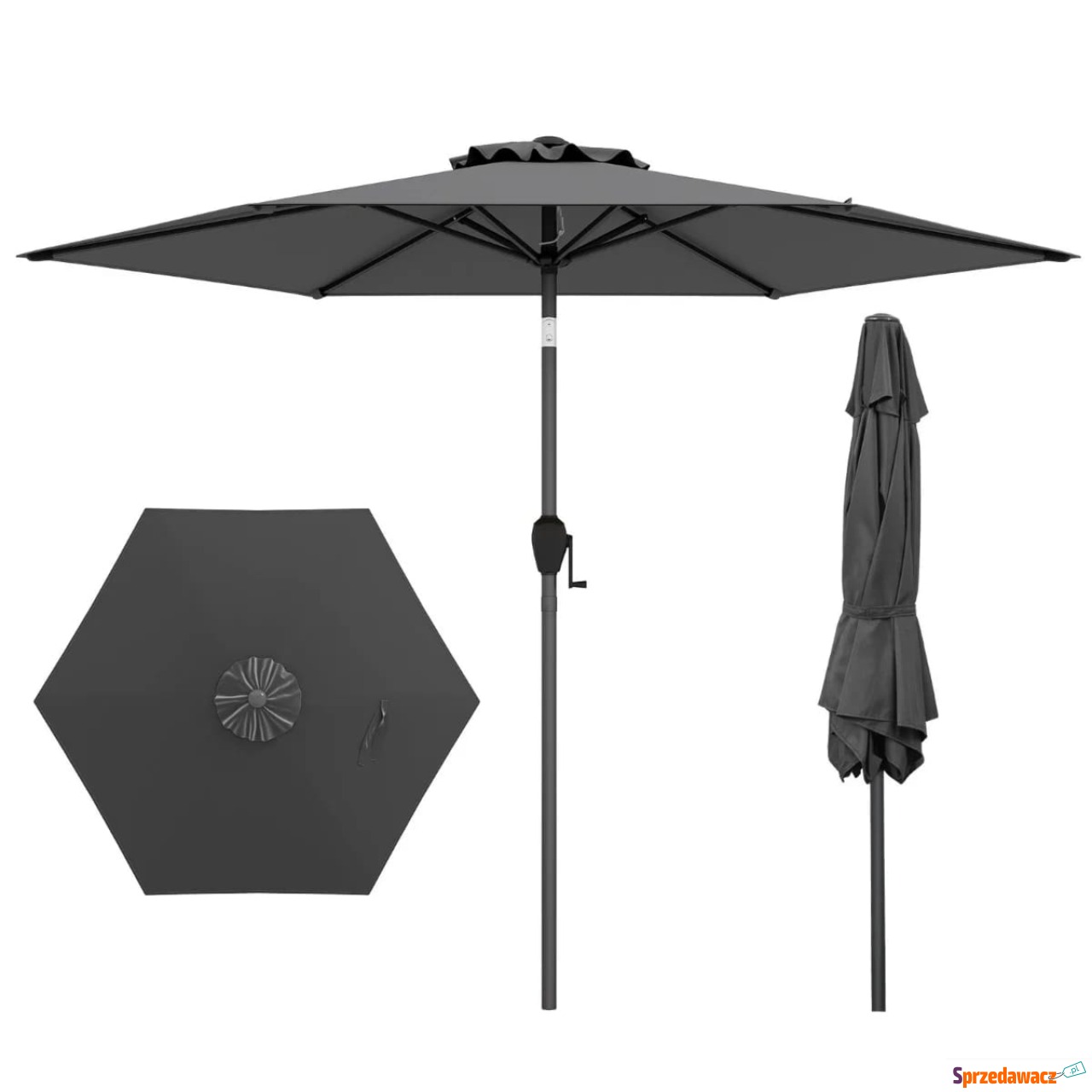 Parasol ogrodowy z korbką i re...