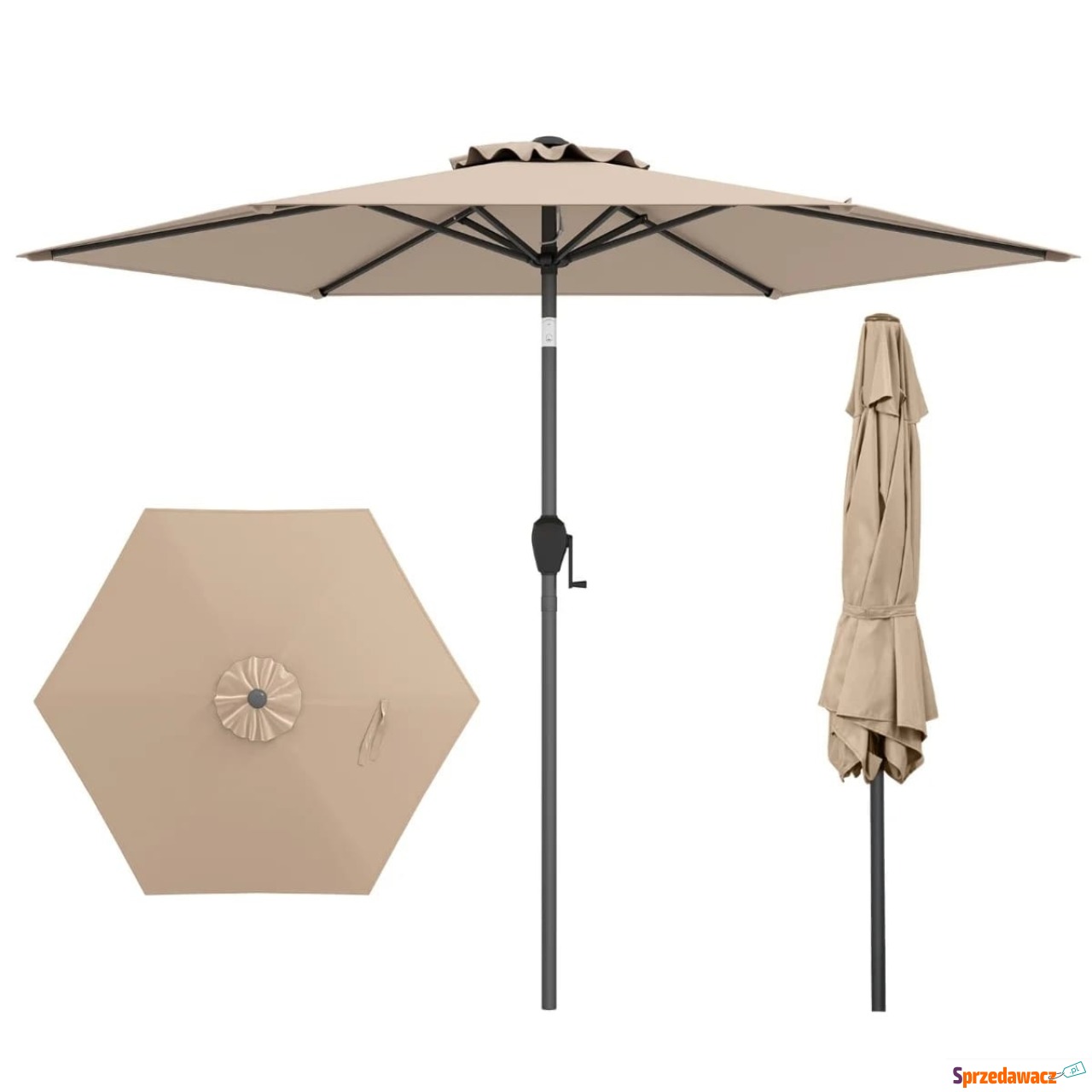 Parasol ogrodowy z korbką i re...