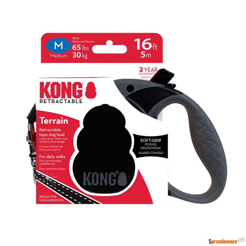 KONG Terrain zwijana smycz, czarna...