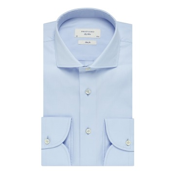 Elegancka błękitna koszula taliowana (SLIM FIT) z włoskim kołnierzykiem 43