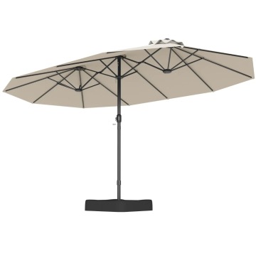 Podwójny parasol ogrodowy ze stojakiem i korbką
